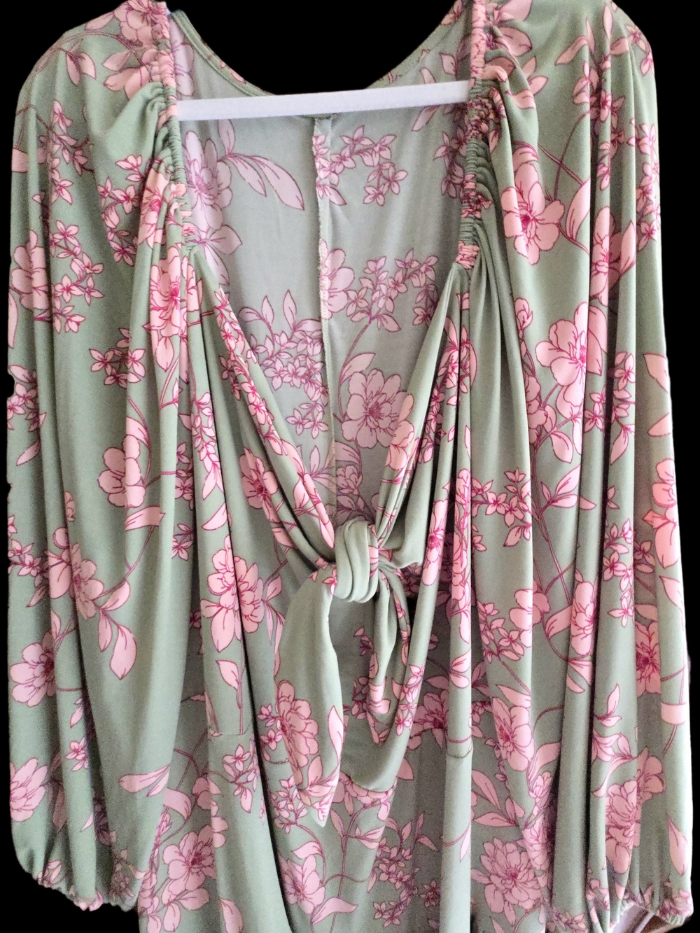 Eloquii Green Maxi Dress with Pink Floral Print - Picture 3 of 3